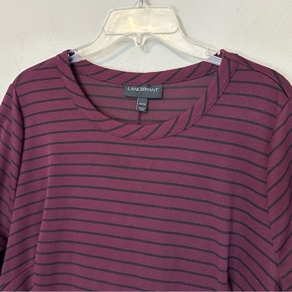 Lane Bryant Burgundy Stripped Pullover Shift Dress w/Pockets, 3/4sleeves - 14/16 - Picture 4 of 9
